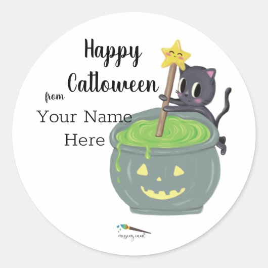 Happy Catloween | Halloween Cat Sticker (Voorkant)
