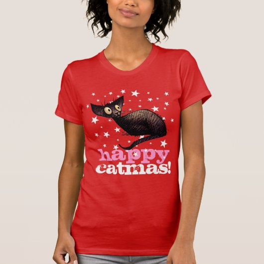 Happy Catmas Cat! Grappig kerstfeest T-shirt (Voorkant)