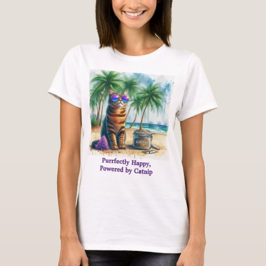 Happy Catnip Cat Funny Cat Lovers T-shirt (Voorkant)