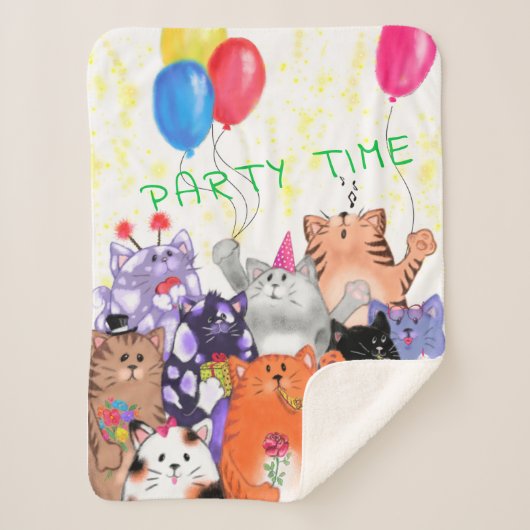 Happy Cats Baby Sherpa Blanket - Aangepaste tekst Deken (Voorkant)