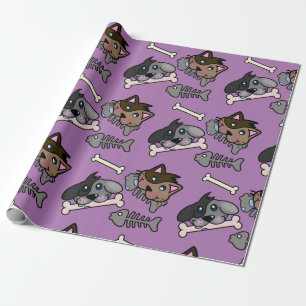 Happy Cats en Pet Dogs met visbot Cadeaupapier