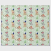 Happy Cats-kerstpatroon Cadeaupapier (Vlak)