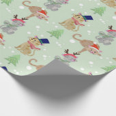 Happy Cats-kerstpatroon Cadeaupapier (Hoek)