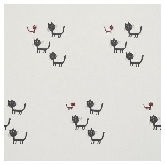Happy Cats Lyhography Design Fabric Stof (Swatch)