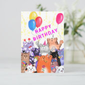 Happy Cats Party Funny Birthday Kaart (Staand voorkant)