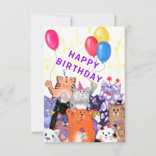 Happy Cats Party Funny Birthday Kaart (Achterkant)