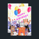 Happy Cats Party Funny Birthday Kaart<br><div class="desc">Happy Birthday Kaarten met Happy Cat Party Cartoon Tekenen Schattigee Funny Cats Verjaardagsviering - of Kies / Voeg uw unieke tekst / lettertype / kleur / maat - Maak uw speciale Kaart cadeau - Verplaatsen en verplaatsen of verwijderen en toevoegen van onderdelen / afbeelding met aanpassingstool! Tekenen en ontwerpen door...</div>