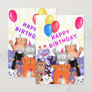 Happy Cats Party Funny Birthday Kaart