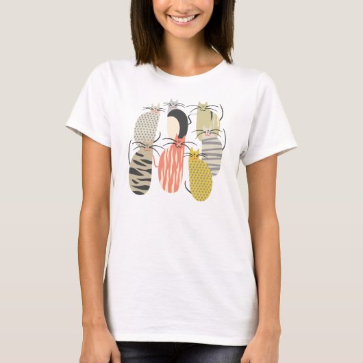 Happy Cats Whimsical Illustratie T-shirt (Voorkant)