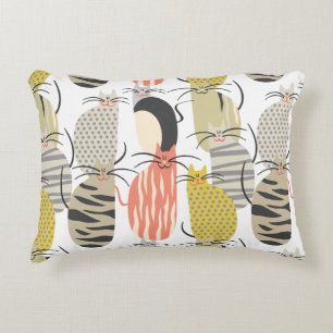Happy Cats Whimsical Pattern Accent Kussen