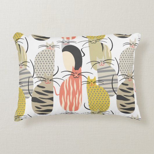 Happy Cats Whimsical Pattern Accent Kussen (Voorkant)