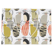 Happy Cats Whimsical Pattern Large Cadeautasje (Achterkant)