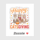 Happy Catsgiving Cats Halloween Thanksgiving Cat F Sticker (Vel)