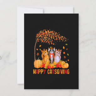 Happy Catsgiving Cute Thanksgiving Cat Lovers Cat  Kaart