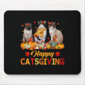 Happy Catsgiving Siamese Cat Autumn Herfst Vibes T Muismat (Voorkant)