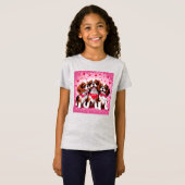 Happy Cavalier Hart Puppies Meisjes T-shirt (Voorkant volledig)