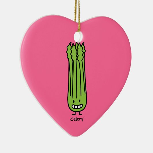 Happy Celery Stalk Bunch green fibre Keramisch Ornament (Rechts)