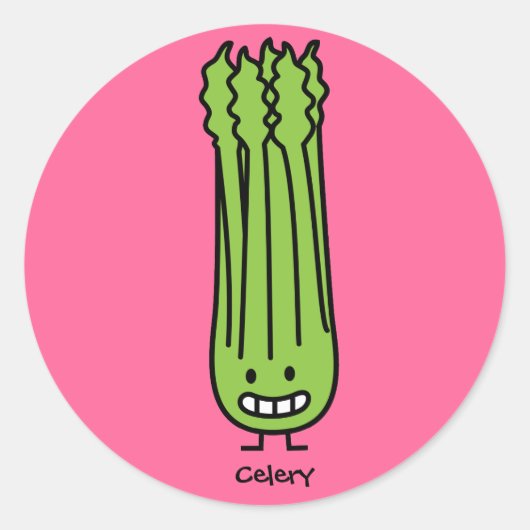 Happy Celery Stalk Bunch green fibre Ronde Sticker (Voorkant)