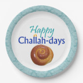Happy Challah-Days Aqua Brocade Paper Bord (Voorkant)