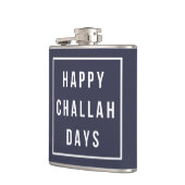 Happy Challah Days | Blauw en wit Funny Hanukkah Heupfles (Links)