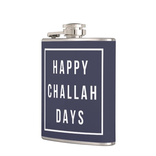 Happy Challah Days | Blauw en wit Funny Hanukkah Heupfles (Links)