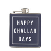 Happy Challah Days | Blauw en wit Funny Hanukkah Heupfles (Voorkant)