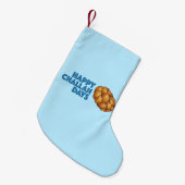 Happy Challah Days Blue Hanukkah Chanukah Bread Kleine Kerstsok (Voorkant (Hangend))