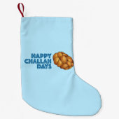 Happy Challah Days Blue Hanukkah Chanukah Bread Kleine Kerstsok (Voorkant)