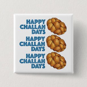 Happy Challah Days Chanukah Hanukkah Bread Loaf Vierkante Button 5,1 Cm