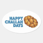 Happy Challah Days Feestdagen Hanukkah Chanukah Ovale Sticker (Voorkant)