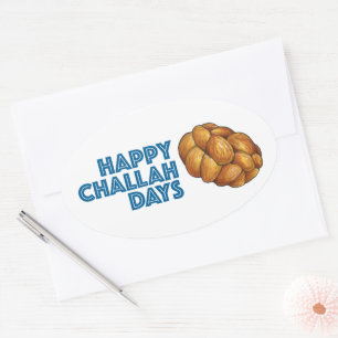 Happy Challah Days Feestdagen Hanukkah Chanukah Ovale Sticker