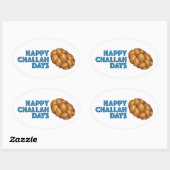 Happy Challah Days Feestdagen Hanukkah Chanukah Ovale Sticker (Vel)