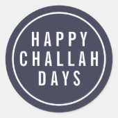 Happy Challah Days Funny Blue & White Holiday Ronde Sticker (Voorkant)