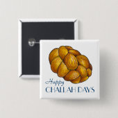 Happy Challah Days Hanukkah Chanukah Bread Loaf Vierkante Button 5,1 Cm (Voorkant /achterkant)