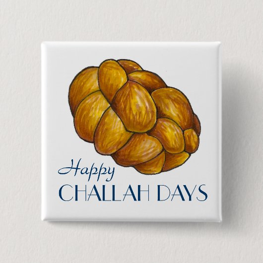 Happy Challah Days Hanukkah Chanukah Bread Loaf Vierkante Button 5,1 Cm (Voorkant)