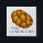 Happy Challah Days Hanukkah Chanukah Bread Loaf Vierkante Button 5,1 Cm<br><div class="desc">Hij is voorzien van een originele markeerafbeelding van een brood met gevlekte kallabrood,  met HAPPY CHALLAH DAYS in een leuk lettertype. Geweldig voor Hanukkah! Zie je niet wat je zoekt? Hulp nodig bij aanpassingen? Neem contact op met Rebecca om iets voor je te ontwerpen.</div>
