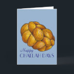 Happy Challah Days Hanukkah Chanukah Holiday Bread Feestdagen Kaart<br><div class="desc">Hij is voorzien van een originele markeerafbeelding van een brood met gevlekte kallabrood, met HAPPY CHALLAH DAYS in een leuk lettertype. Geweldig voor Hanukkah! Deze afbeelding is ook beschikbaar op andere producten. Zie je niet wat je zoekt? Hulp nodig bij aanpassingen? Neem contact op met Rebecca om iets voor je...</div>