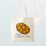 Happy Challah Days Hanukkah Chanukah Holiday Bread Tote Bag<br><div class="desc">Hij is voorzien van een originele markeerafbeelding van een brood met gevlekte kallabrood, met HAPPY CHALLAH DAYS in een leuk lettertype. Geweldig voor Hanukkah! Deze afbeelding is ook beschikbaar op andere producten. Zie je niet wat je zoekt? Hulp nodig bij aanpassingen? Neem contact op met Rebecca om iets voor je...</div>