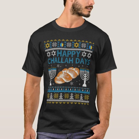 Happy Challah Days Hanukkah Chanukah Joodse brood T-shirt (Voorkant)