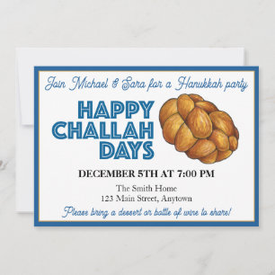 Happy Challah Days Hanukkah Party Joodse Feestdage Kaart