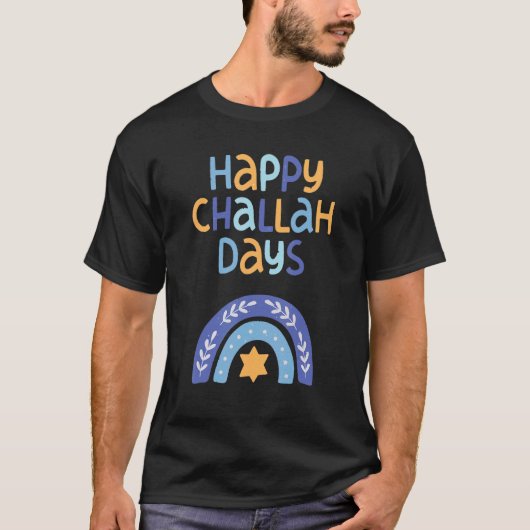 Happy Challah Days Happy Hanukkah Retro Boho Rainb T-shirt (Voorkant)