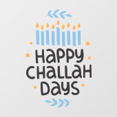 Happy Challah Days Menorah Raamsticker (Vel)