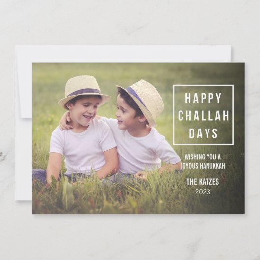 Happy Challah Days | Modern Hanukkah-fotokaart Feestdagenkaart (Voorkant)