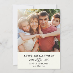 Happy Challah Days Modern Hanukkah Trendy Foto Feestdagenkaart