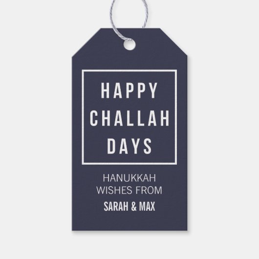 Happy Challah Days | Modern minimalist Hanukkah Cadeaulabel (Voorkant)