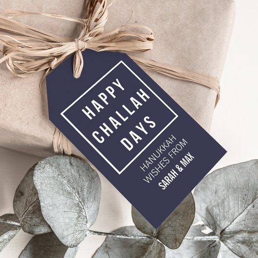 Happy Challah Days | Modern minimalist Hanukkah Cadeaulabel
