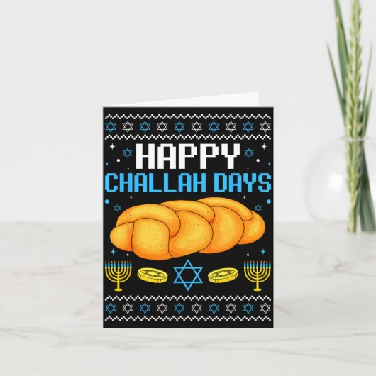 Happy Challah Days Ugly Christmas Hanukkah  Kaart (Voorkant)