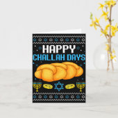 Happy Challah Days Ugly Christmas Hanukkah  Kaart (Gele Bloem)
