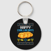 Happy Challah Days Ugly Christmas Hanukkah  Sleutelhanger (Voorkant)