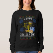 Happy Challah Days  Ugly Hanukkah Sweater Men Boy (Voorkant)
